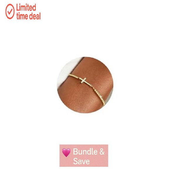 Sterling Silver Gold Plated Cross Bracelet Adjustable Christian Jewelry Gift - Picture 2 of 8